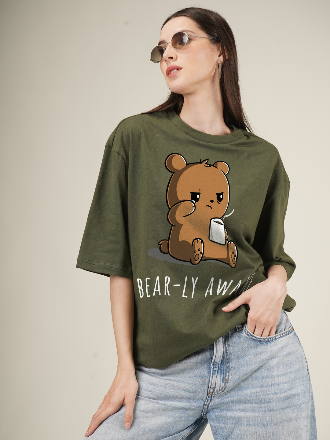 Bear-ly Awake Graphic | Oversized T-Shirt