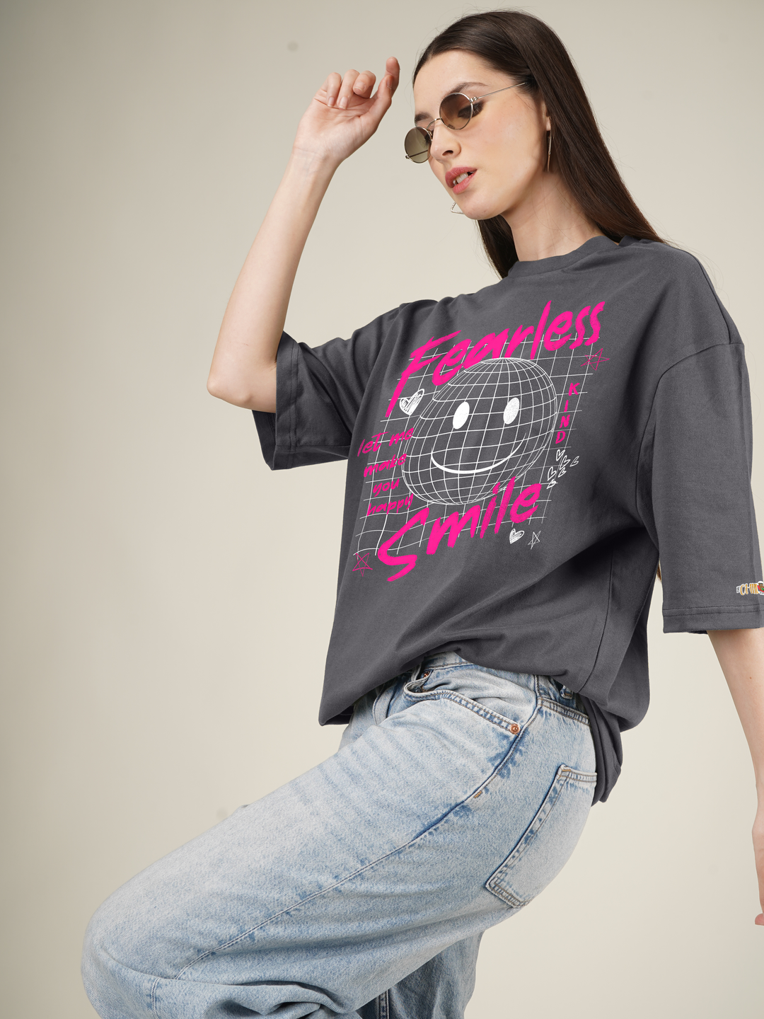 Fearless graphy smile Graphics | Oversized T-Shirt