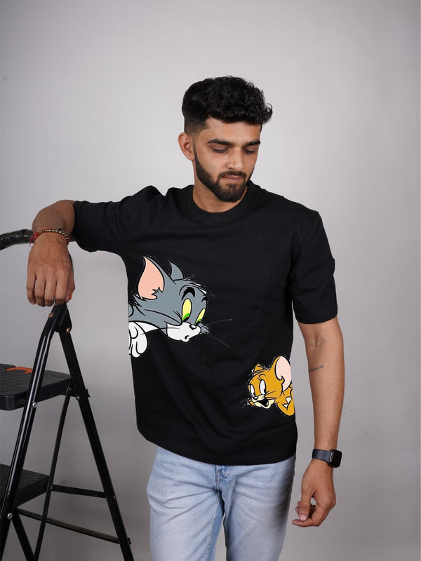 Tom & Jerry Chase | Oversized Graphic T-Shirt
