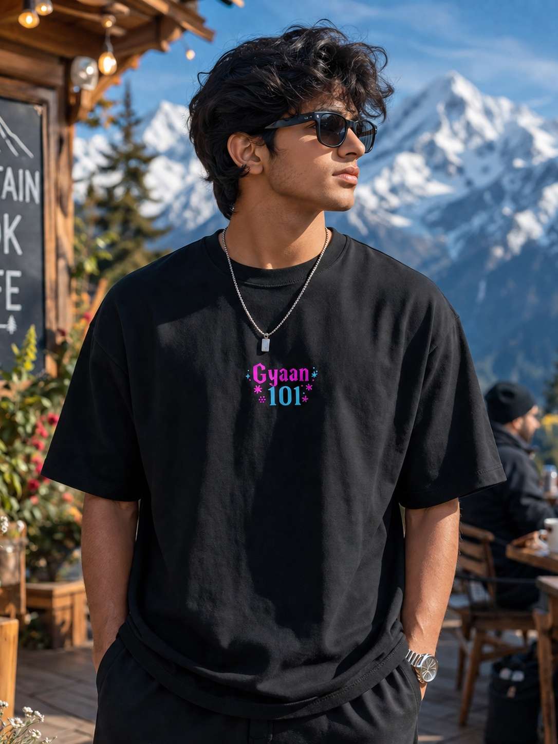 Men Black Viral Meme Graphic Printed Oversized T-shirt