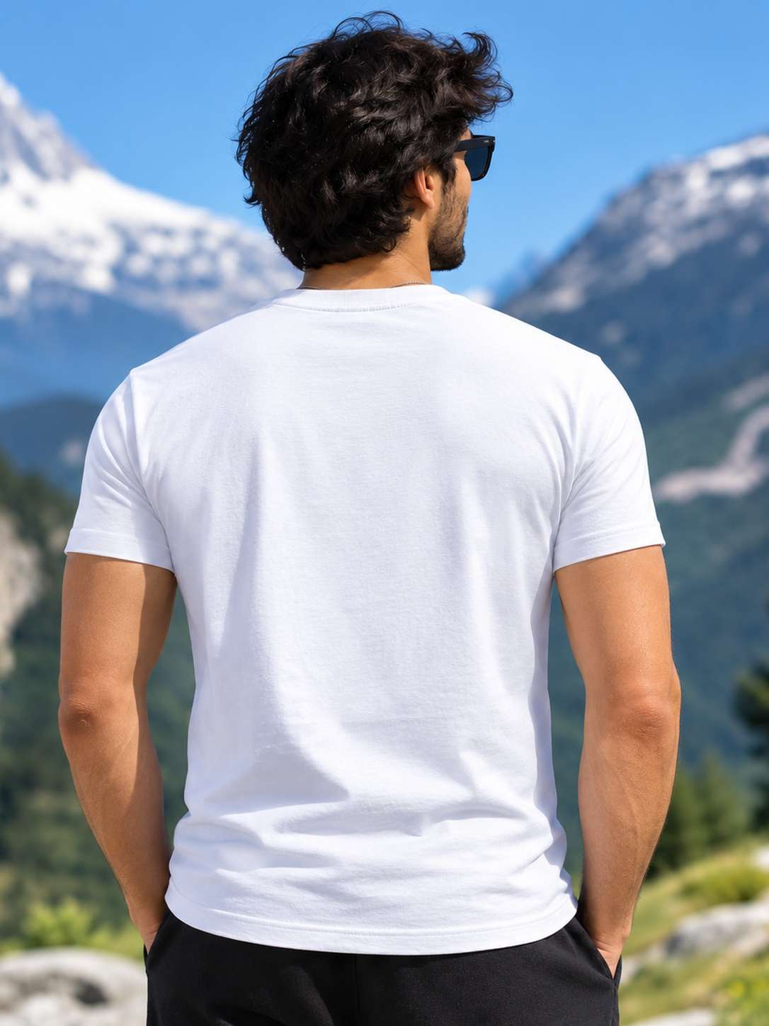 Men White Mountain Trail Graphic Printed Regular fit T-shirt