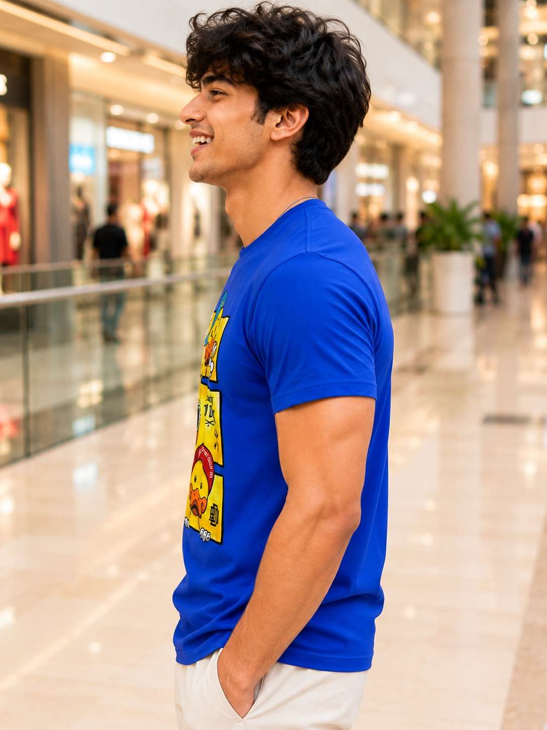 Men Royal blue Vintage Cartoon Character Printed Regular fit T-shirt