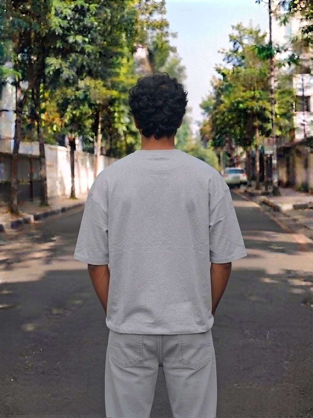 Men Grey Solid Oversized T-shirt