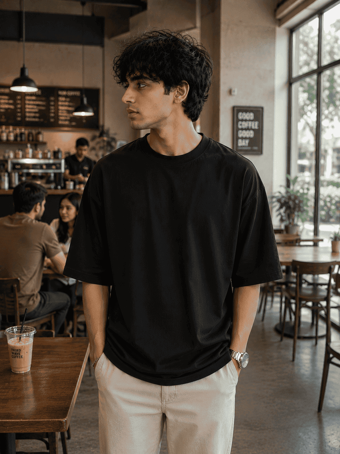 Men Black Oversized T-shirt