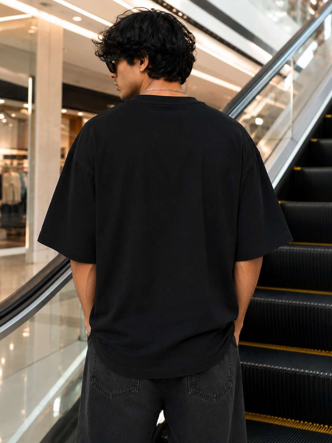 Men Black Retro Growth Mindset Graphic Printed Oversized T-shirt