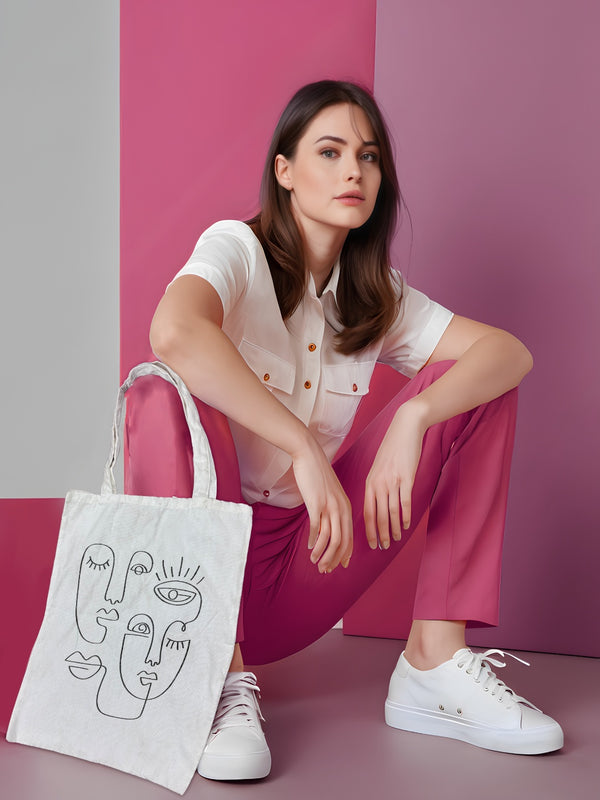 Modern Abstract Face Line Art | Tote Bag