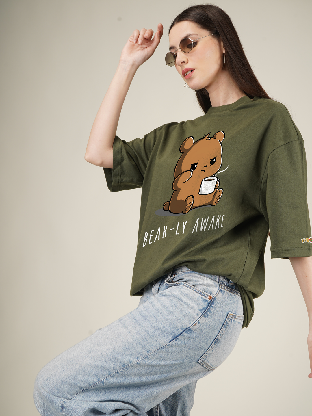 Bear-ly Awake Graphic | Oversized T-Shirt