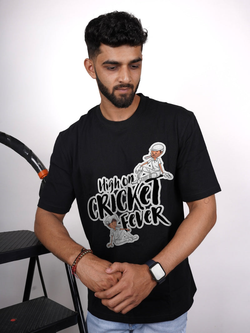 High on Cricket Fever Graphic | Oversized T-Shirt