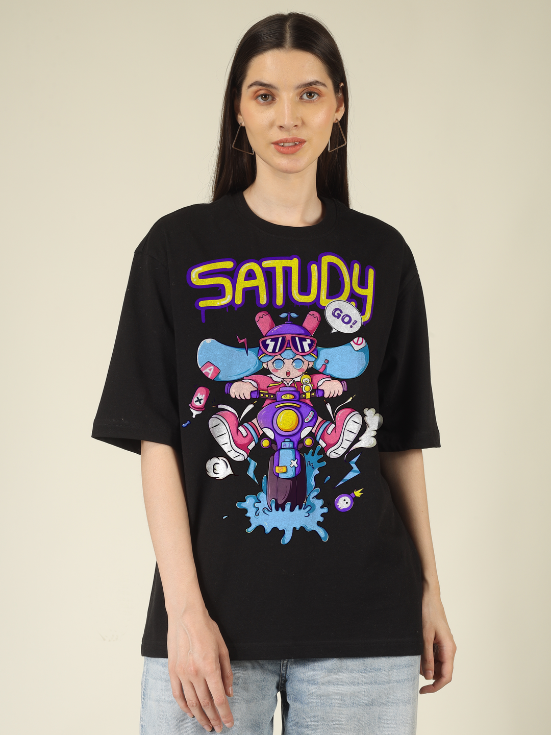 Satudy Rider Splash Graphics | Oversized T-Shirt