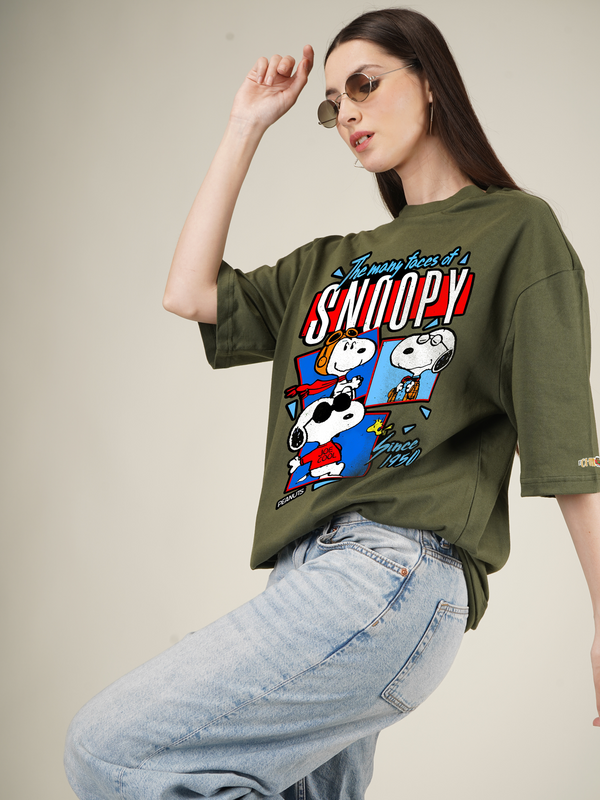 Snoopy Faces Graphic | Oversized T-Shirt
