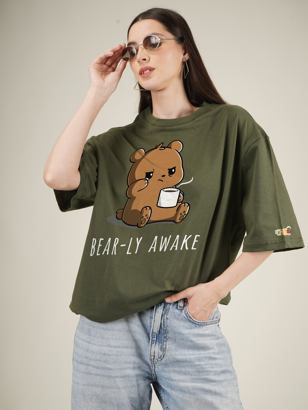 Bear-ly Awake Graphic | Oversized T-Shirt