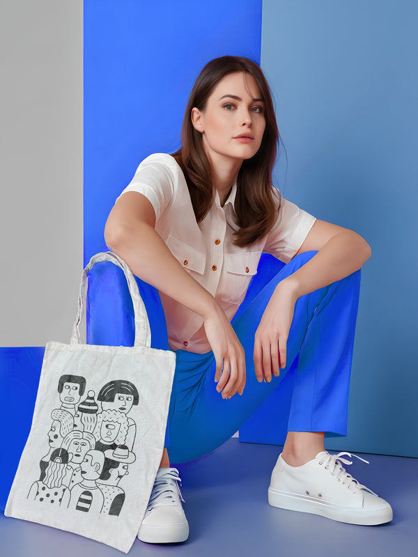 Diverse Faces Doodle Art | Tote Bag
