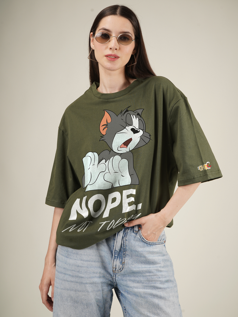 Nope  Not Today Tom and Jerry Graphic | Oversized T-Shirt