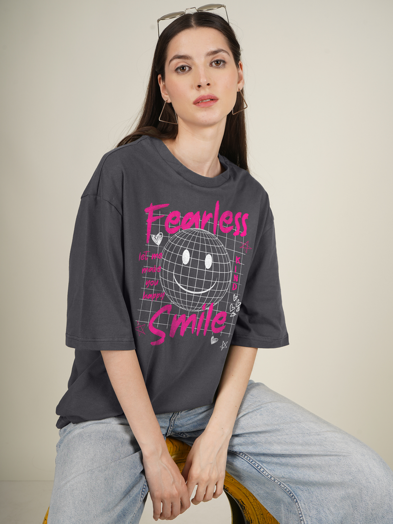 Fearless graphy smile  Graphics | Oversized T-Shirt