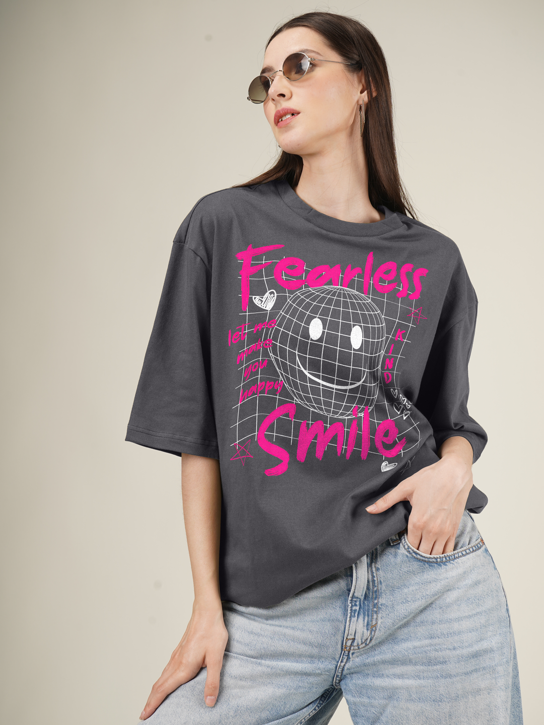 Fearless graphy smile  Graphics | Oversized T-Shirt