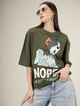 Nope  Not Today Tom and Jerry Graphic | Oversized T-Shirt