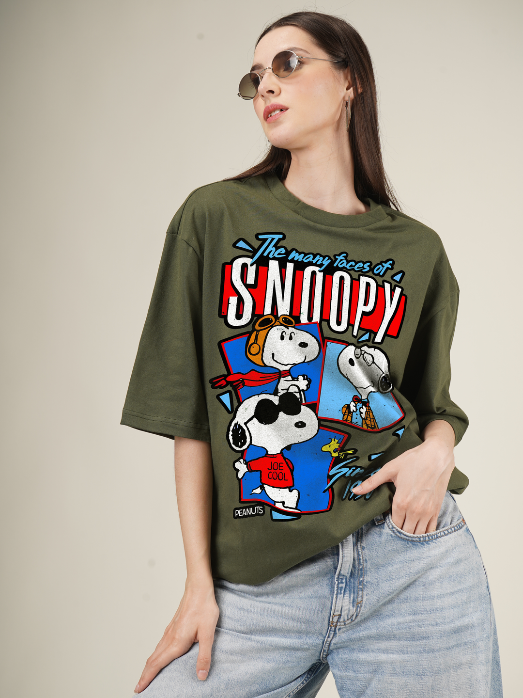 Snoopy Faces Graphic | Oversized T-Shirt