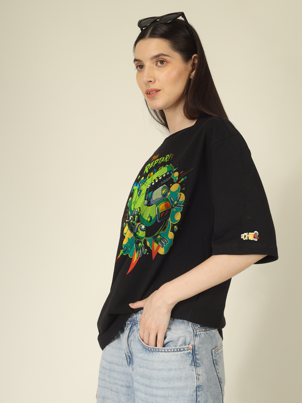 Cyber Raptor Graphics | Oversized T-Shirt