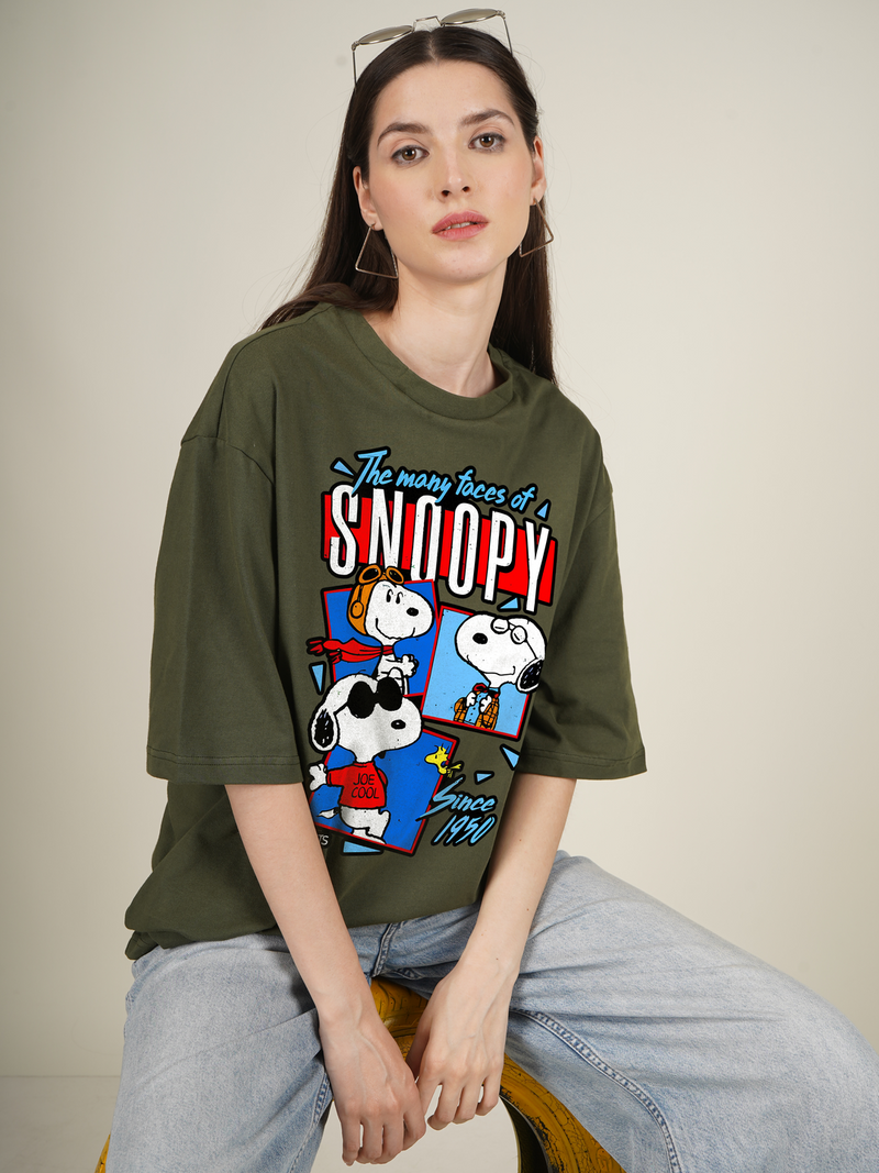 Snoopy Faces Graphic | Oversized T-Shirt