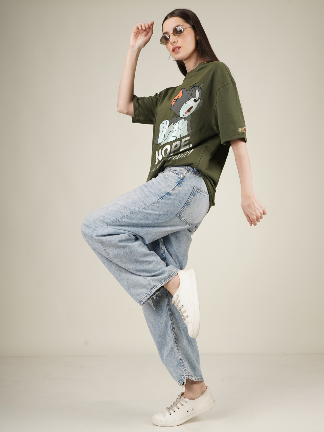 Nope  Not Today Tom and Jerry Graphic | Oversized T-Shirt