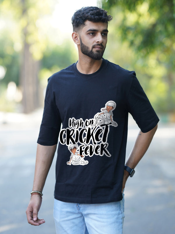 High on Cricket Fever Graphic | Oversized T-Shirt