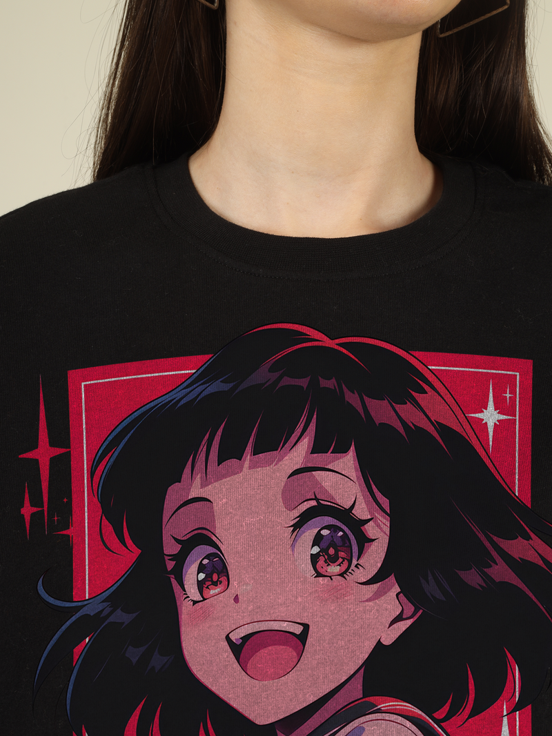 Shining Sparkle School Girl Graphics | Oversized T-Shirt