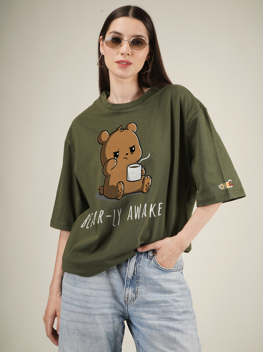 Bear-ly Awake Graphic | Oversized T-Shirt
