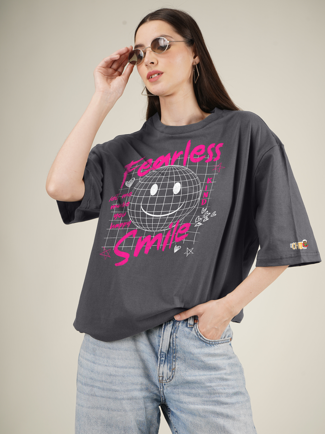 Fearless graphy smile  Graphics | Oversized T-Shirt