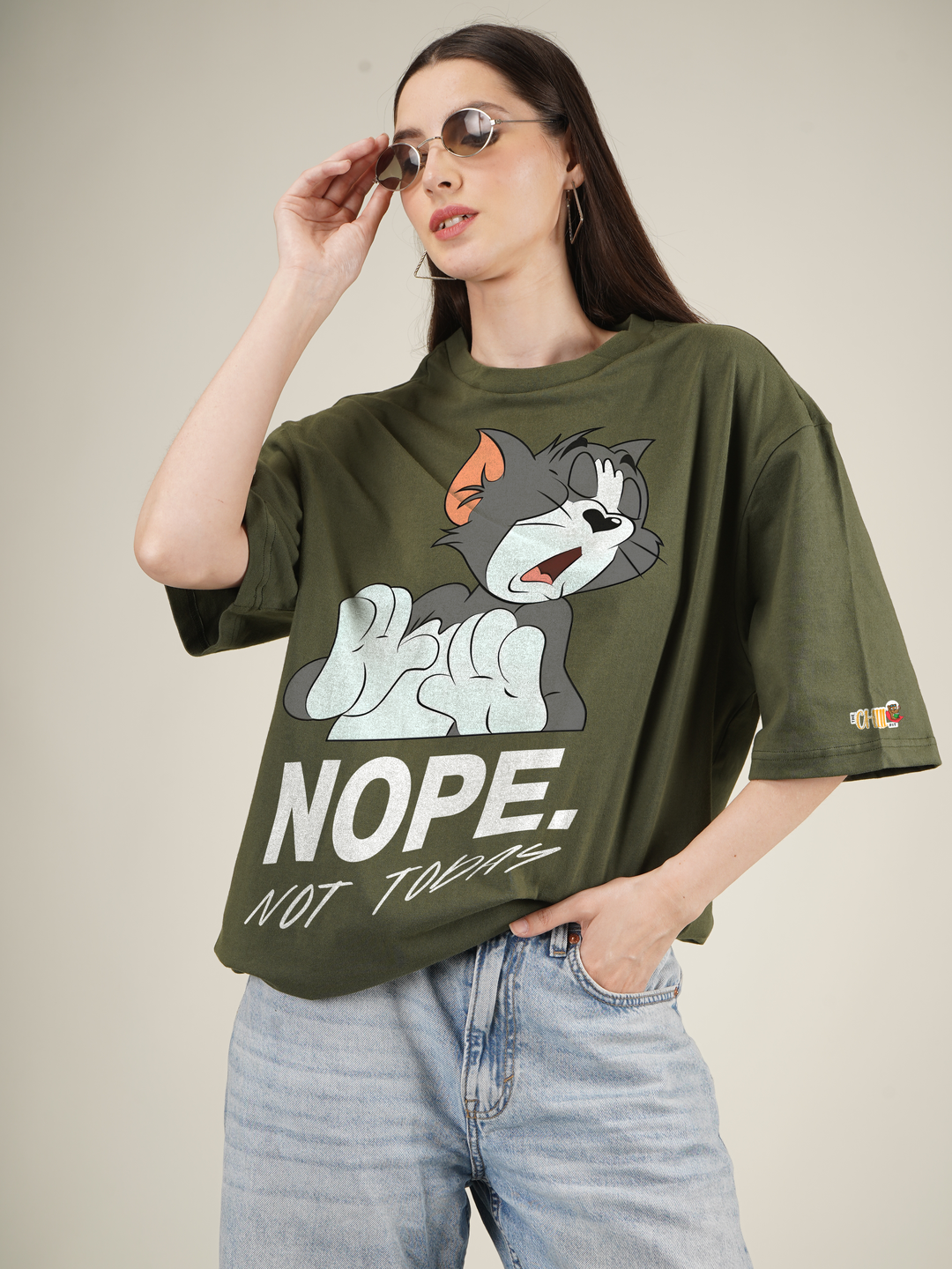 Nope  Not Today Tom and Jerry Graphic | Oversized T-Shirt