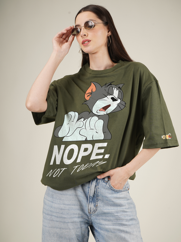 Nope  Not Today Tom and Jerry Graphic | Oversized T-Shirt