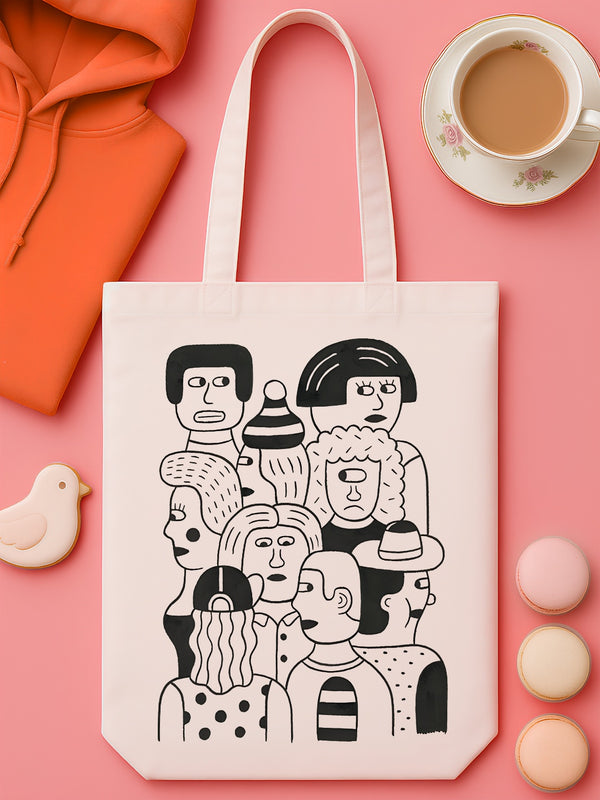 Diverse Faces Doodle Art | Tote Bag