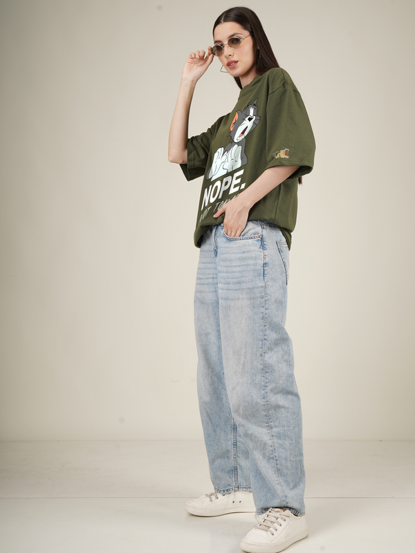 Nope  Not Today Tom and Jerry Graphic | Oversized T-Shirt
