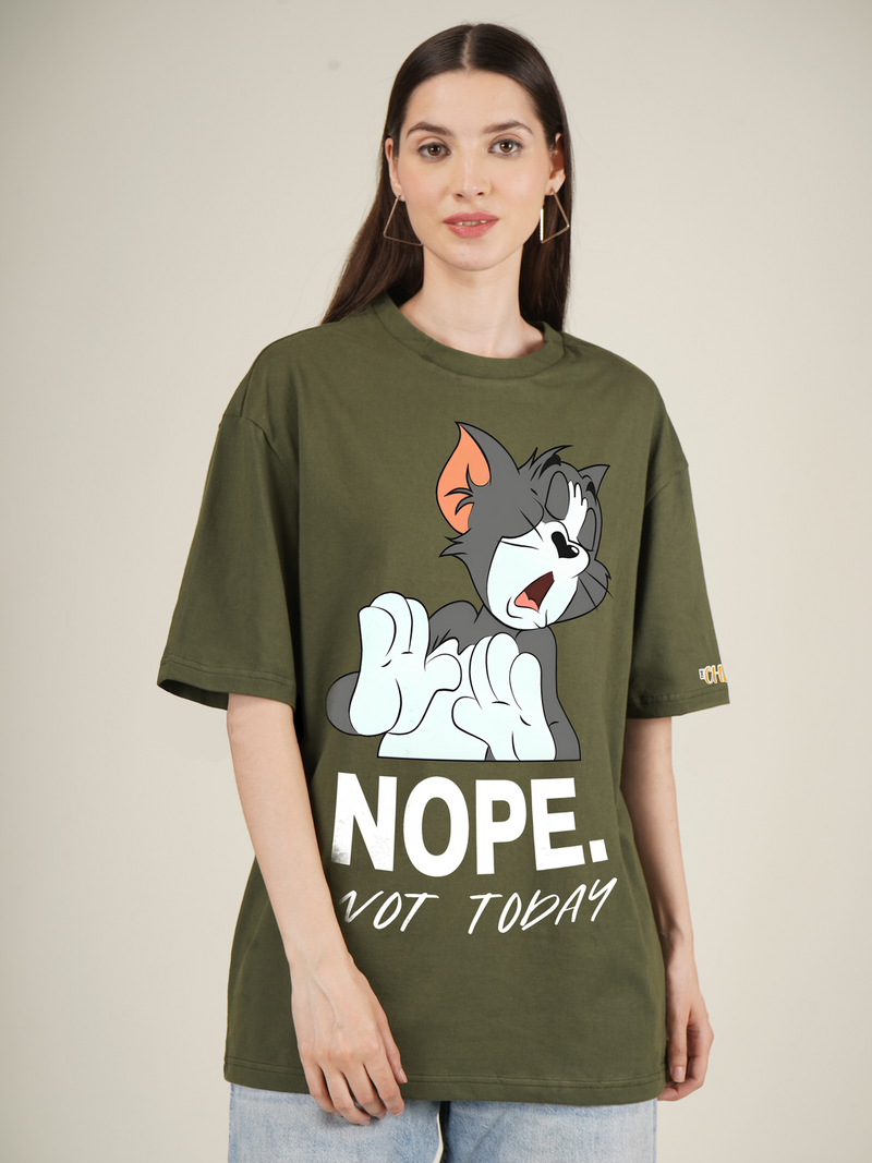 Nope  Not Today Tom and Jerry Graphic | Oversized T-Shirt