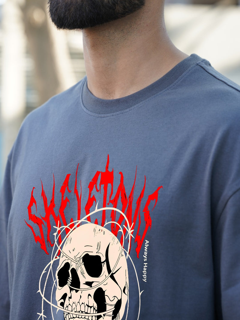 Skull Always Happy  | Oversized Graphic T-Shirt