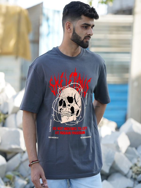 Skull Always Happy  | Oversized Graphic T-Shirt