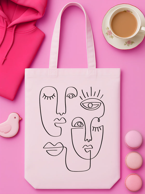 Modern Abstract Face Line Art | Tote Bag